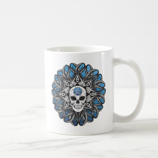 Gothic schedel - blauw koffiemok (Rechts)