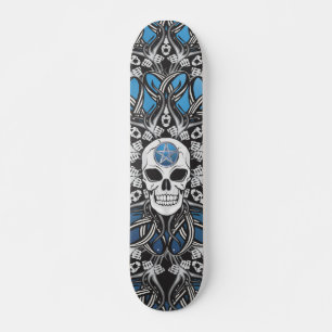 Gothic schedel - blauw persoonlijk skateboard