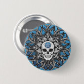 Gothic schedel - blauw ronde button 5,7 cm (Voorkant /achterkant)