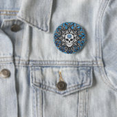 Gothic schedel - blauw ronde button 5,7 cm (In situ)