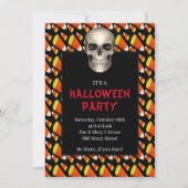 Gothic Schedel Candy Corn Halloween Feest Kaart (Voorkant)