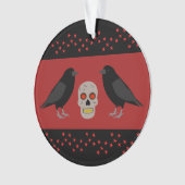 Gothic Schedel en Beschermende Ravens Halloween Ornament (voorkant)