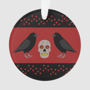 Gothic Schedel en Beschermende Ravens Halloween Ornament