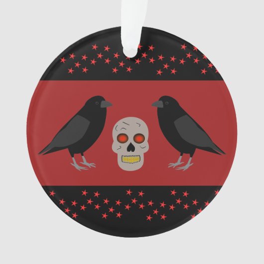 Gothic Schedel en Beschermende Ravens Halloween Ornament (voorkant)