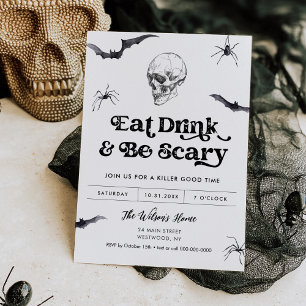 Gothic schedel eten, Drink, wees eng Halloween fee Kaart