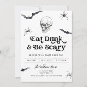 Gothic schedel eten, Drink, wees eng Halloween fee Kaart (Voorkant)