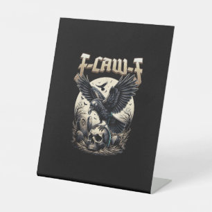 Gothic Schedel F-Caw-F Kraai Volwassenen Humor Gra Reclamebord Met Voetstuk