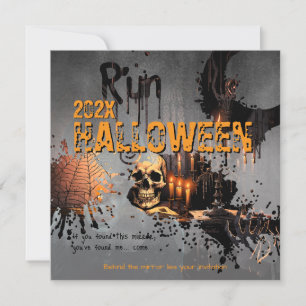 Gothic Schedel Gehaante Spiegel Halloween Kaart