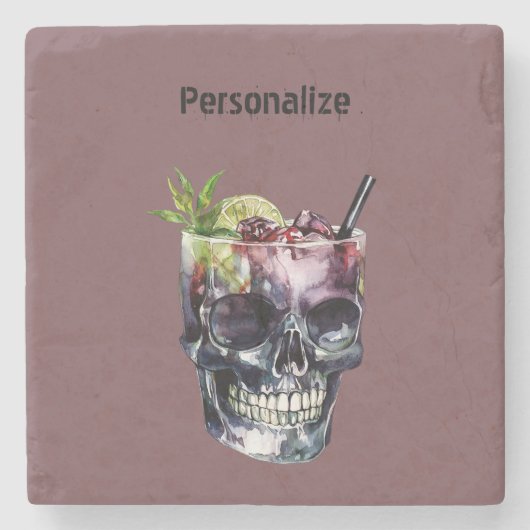 Gothic Schedel Glas Gepersonaliseerd Stenen Onderzetter (Voorkant)