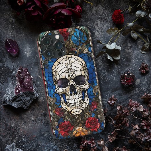 Gothic Schedel Glas-in-loodraam Ontwerp Case-Mate iPhone Case