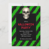 Gothic Schedel Groene Streep Halloween Feest Kaart (Voorkant)