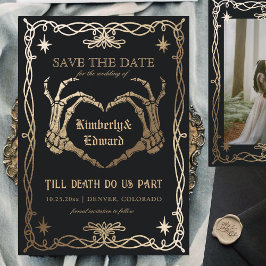 Gothic Schedel Hallowedding Retro Bewaar de datum Save The Date