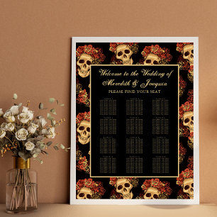 Gothic schedel Halloween bruiloft zwart zitschema Poster
