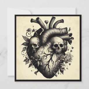  Gothic Schedel Hart Valentijn Retro Horror Kaart