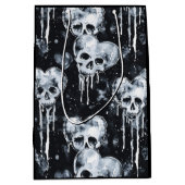 Gothic Schedel Hartjes Griezelen Zwart & Wit Medium Cadeauzakje (Voorkant)