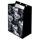 Gothic Schedel Hartjes Griezelen Zwart & Wit Medium Cadeauzakje (Voorkant Gekanteld)