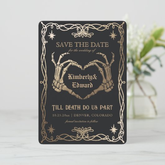 Gothic Schedel Heilige Terugkerende Retro Bewaar d Save The Date (Staand voorkant)