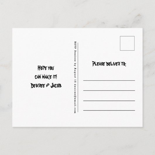 Gothic schedel hoofd zwart Hallobruiloft uitnodigi Uitnodiging Briefkaart (Achterkant)