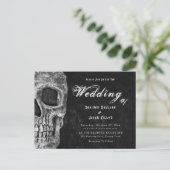 Gothic schedel hoofd zwart Hallobruiloft uitnodigi Uitnodiging Briefkaart (Staand voorkant)