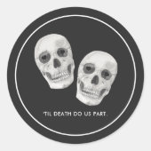 Gothic Schedel Huwelijkssticker Ronde Sticker (Voorkant)
