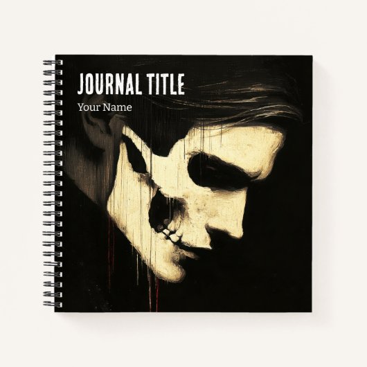 Gothic Schedel Journal — Aangepaste naam & titel Notitieboek (Voorkant)