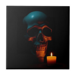 Gothic Schedel Kaars Halloween Keramische Tegel Tegeltje