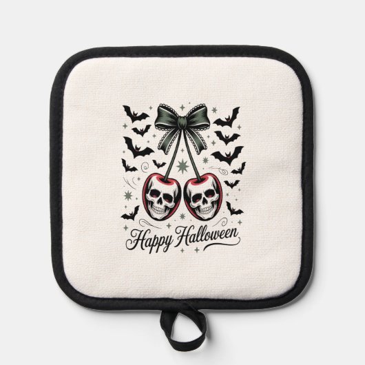 Gothic Schedel Kers Halloween Pannenlap (Voorkant)