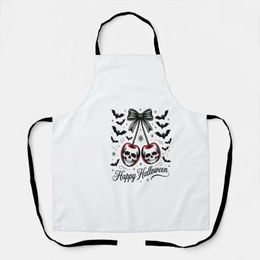 Gothic Schedel Kers Halloween Schort (Voorkant)