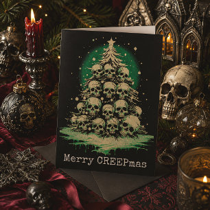 Gothic Schedel Kerstboom Spoky Horror Feestdagenkaart