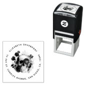 Gothic schedel met bloemen en bladeren  zelfinktende stempel (In situ)