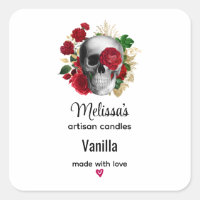 Gothic schedel met Red Flowers Kandle Business