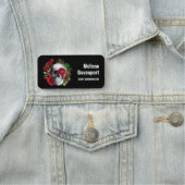 Gothic schedel met rode bloemen en gouden bladeren naamplaatje (In situ)