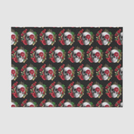 Gothic schedel met rode bloemen gepatterd tissuepapier