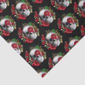 Gothic schedel met rode bloemen gepatterd tissuepapier (Detail)