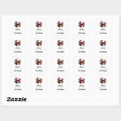 Gothic schedel met rode bloemen kaars Biz Vierkante Sticker (Vel)