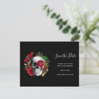Gothic schedel met rode rozen Sla de datum op