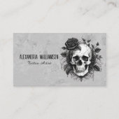  Gothic schedel met zwarte Rozen Visitekaartje (Voorkant)