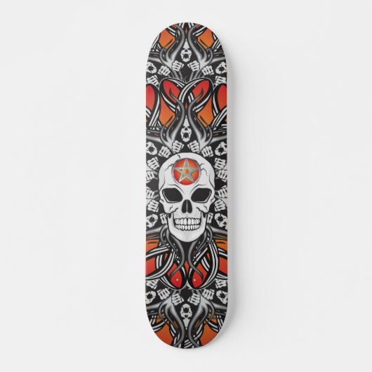 Gothic schedel - Oranje schaats Skateboard (Voorkant)