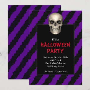 Gothic Schedel Paarse Streep Halloween Feest Kaart