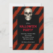 Gothic Schedel Rood Streep Halloween Feest Kaart (Voorkant)