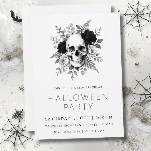 Gothic Schedel & Rozen Halloween Kaart