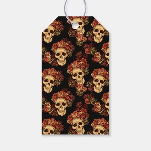 Gothic schedel Rozen zwart bruiloft dank u Cadeaulabel (Achterkant)