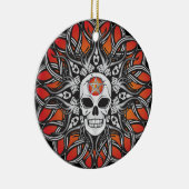 Gothic schedel - Sinaasappel Keramisch Ornament (Rechts)