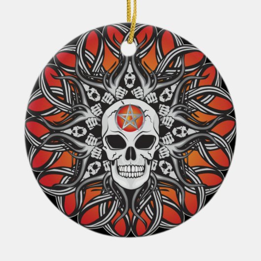 Gothic schedel - Sinaasappel Keramisch Ornament (Voorkant)