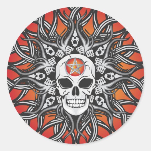 Gothic schedel - Sinaasappel Ronde Sticker (Voorkant)
