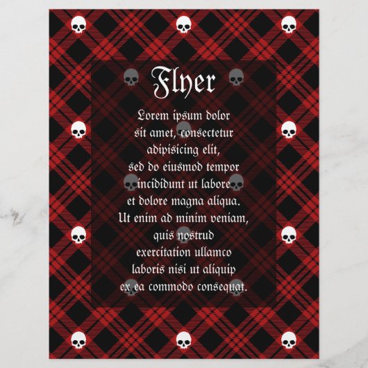 Gothic Schedel Tartan Plaid Flyer (Voorkant)
