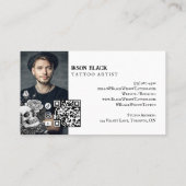Gothic Schedel Tattoo Artiest Studio Foto QR Code Visitekaartje (Achterkant)