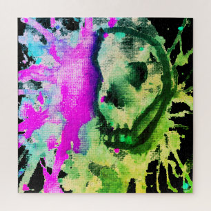 Gothic Schedel Watercolor Halloween Neon Kunst   Legpuzzel
