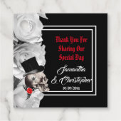 Gothic schedel zwart dank u bruiloft bedankjes labels (Voorkant)