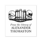 Gothic Schedelboeksteunen op een Boekenplank Bibli Zelfinktende Stempel (Design)